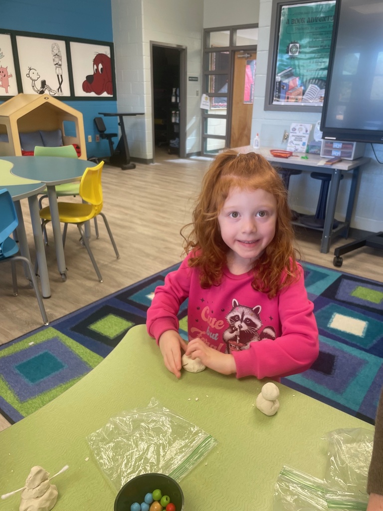 PreK students building snowmen!