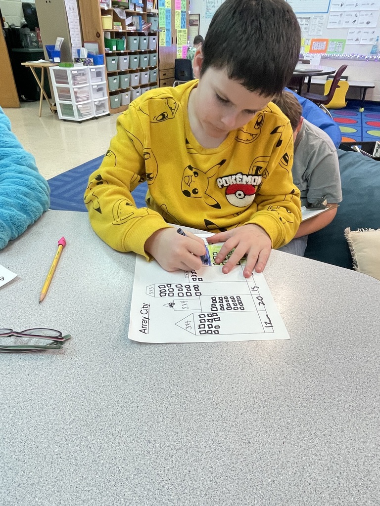 Multiplication array cities in 4th grade.