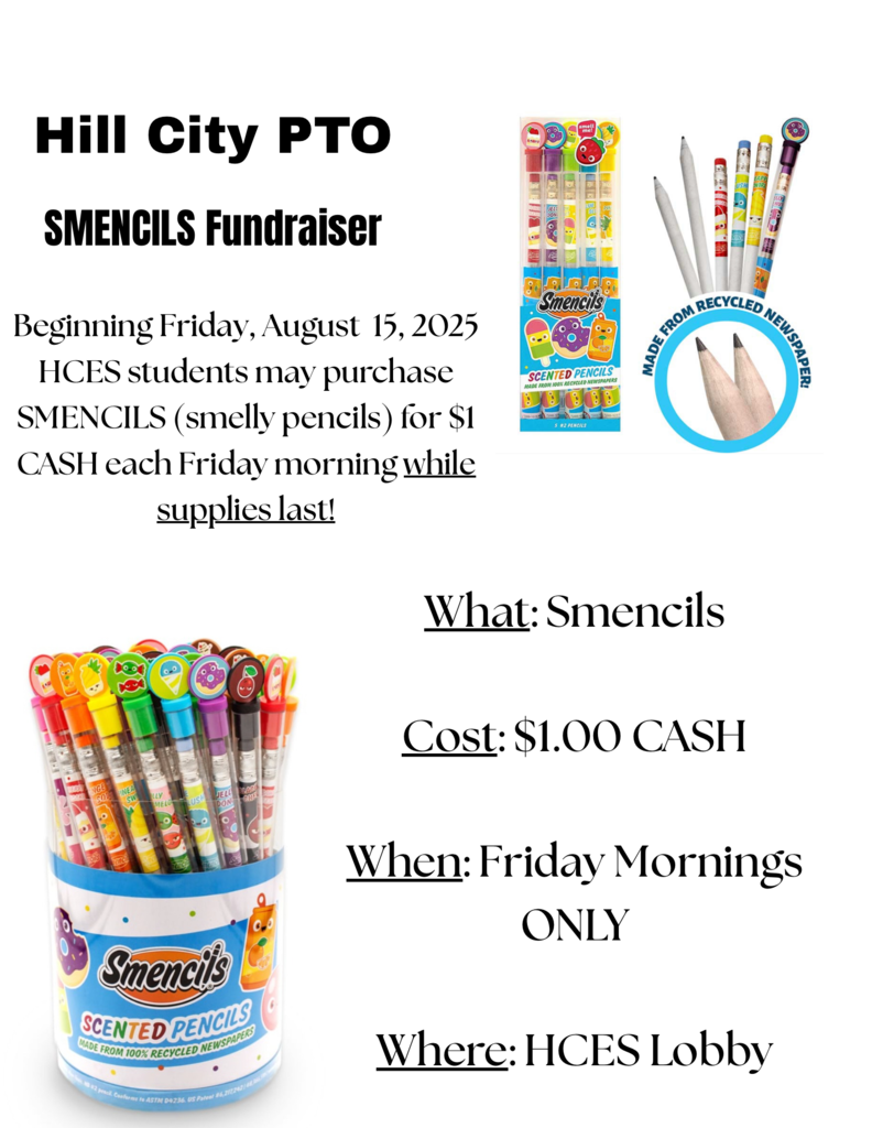 Smencils for sale every Friday morning!