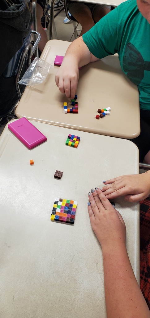 Algebra students building squares and cubes