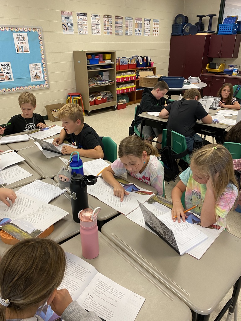 Mrs. Justice's class is working in teams to find relevant details