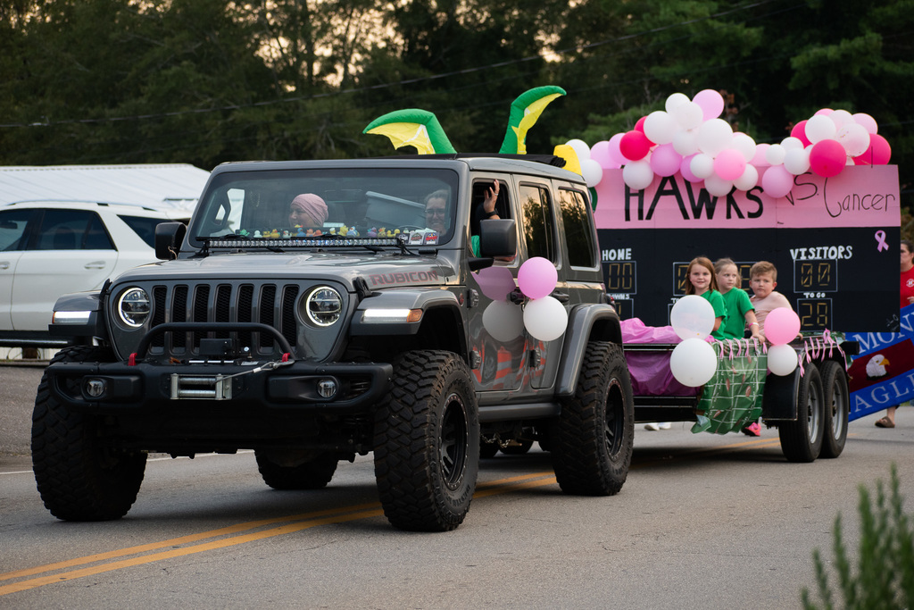 "Hawks Tackle Cancer" in the HOCO parade!
