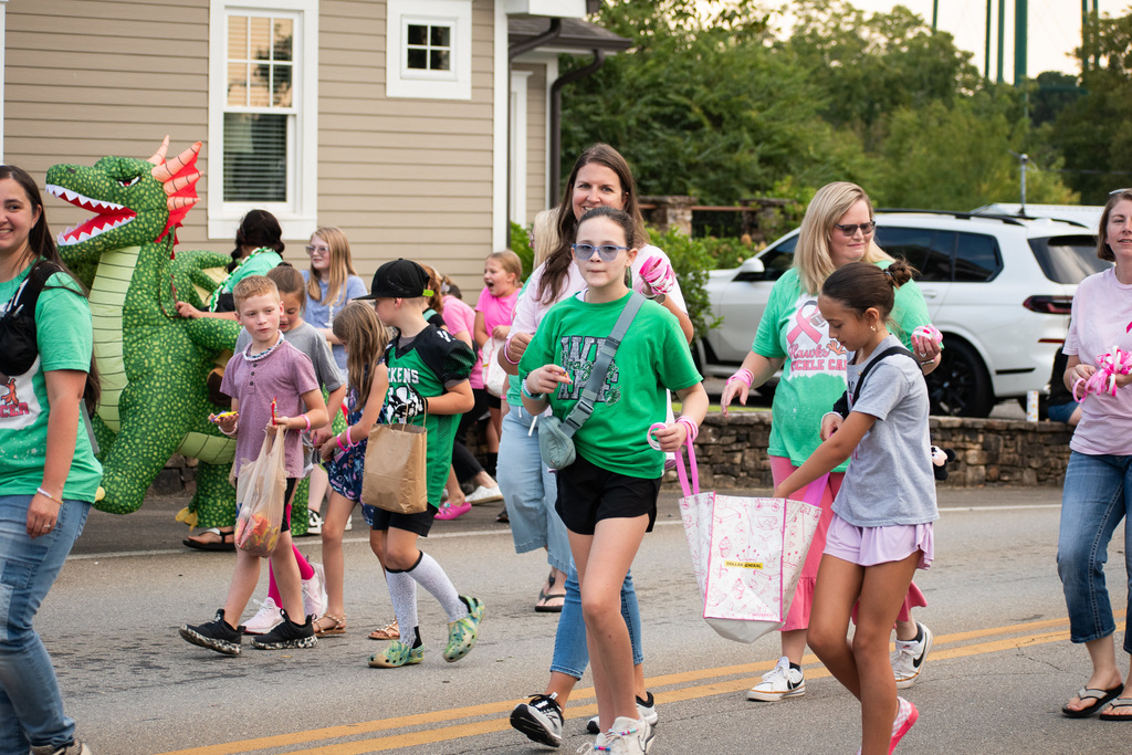 "Hawks Tackle Cancer" in the HOCO parade!