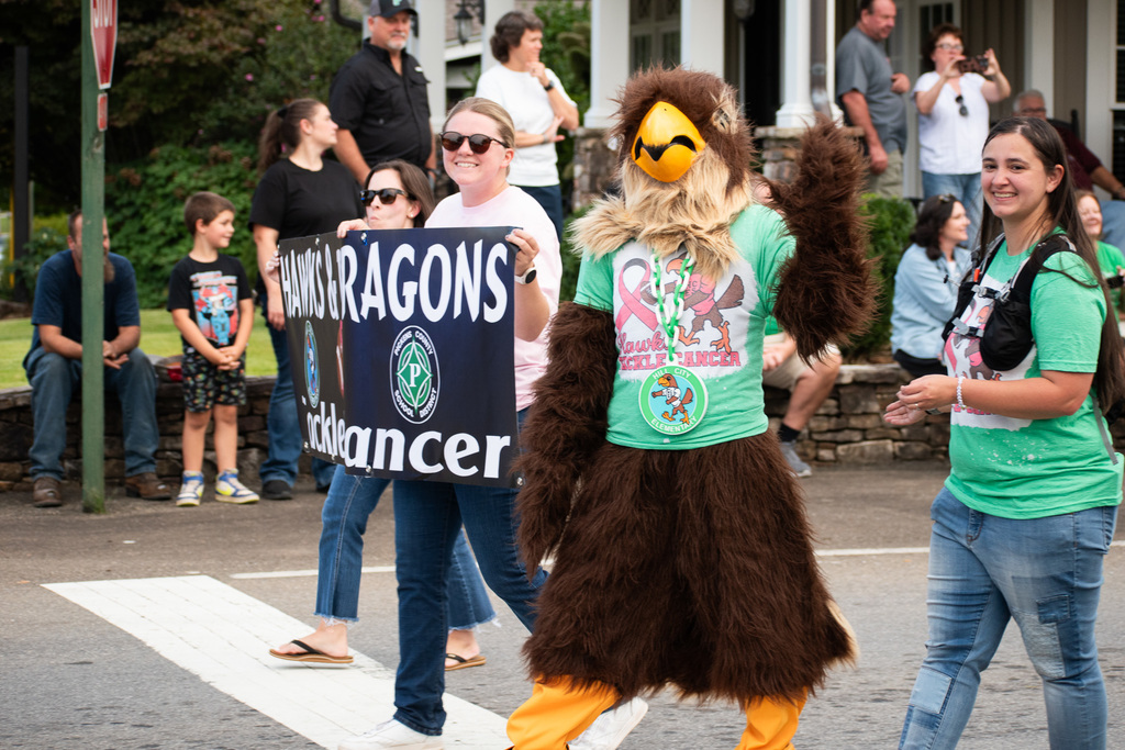 "Hawks Tackle Cancer" in the HOCO parade!