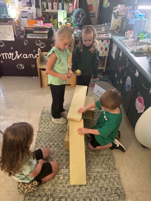 Apple tasting and ramps in Mrs. Anderson's PreK.