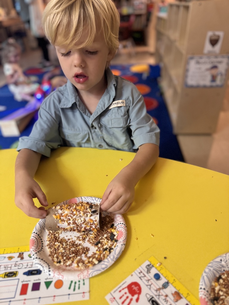 Mrs. Allen's PreK made owl feeders.