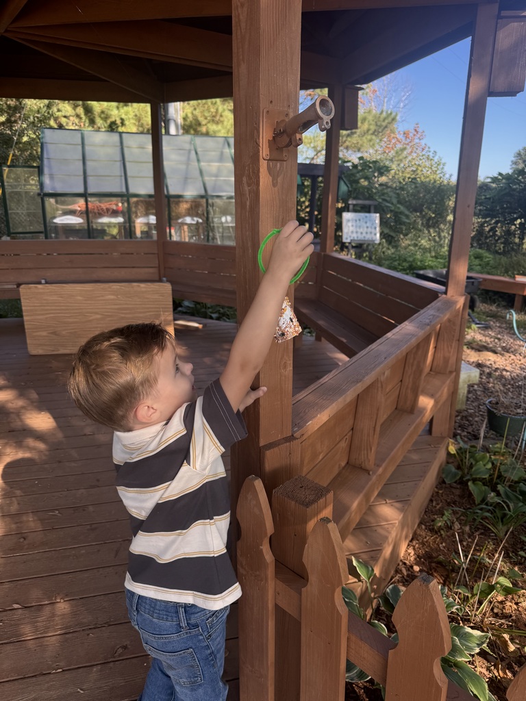 Mrs. Allen's PreK made owl feeders.