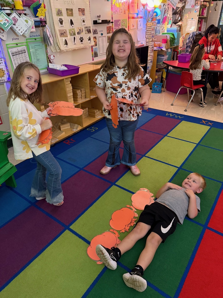 Measuring with pumpkins in Mrs. Anderson's PreK.
