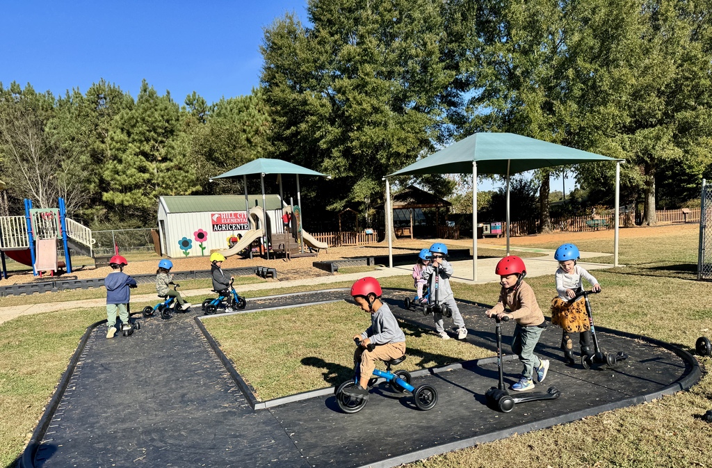 Mrs. Hamilton's PreK rolling on the new track.