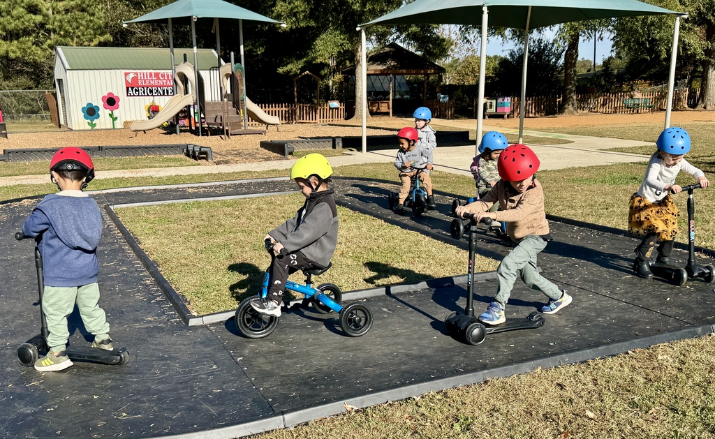 Mrs. Hamilton's PreK rolling on the new track.
