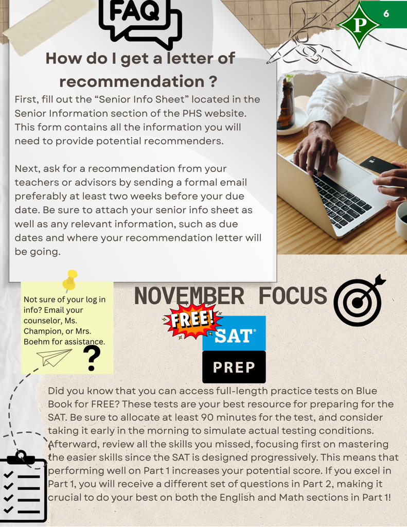 Newsletter Page 6. Contact Ms. Champion for senior letter