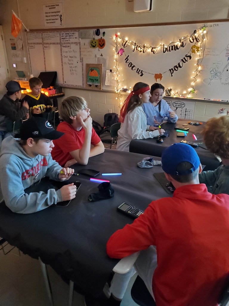 8th Grade Students participating in Halloween Wars math activity