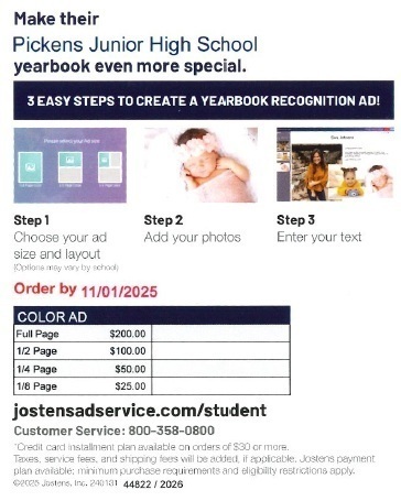 Yearbook Ad Steps and pricing