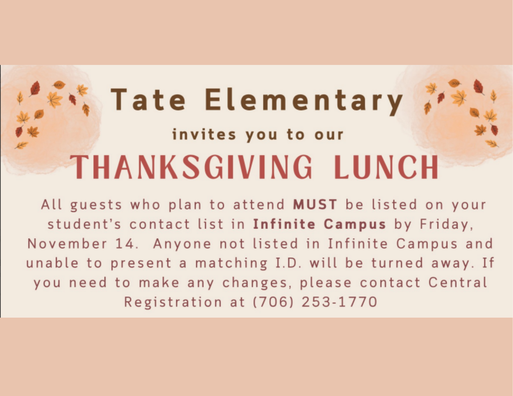 Flyer with words describing thanksgiving lunch expectations for families