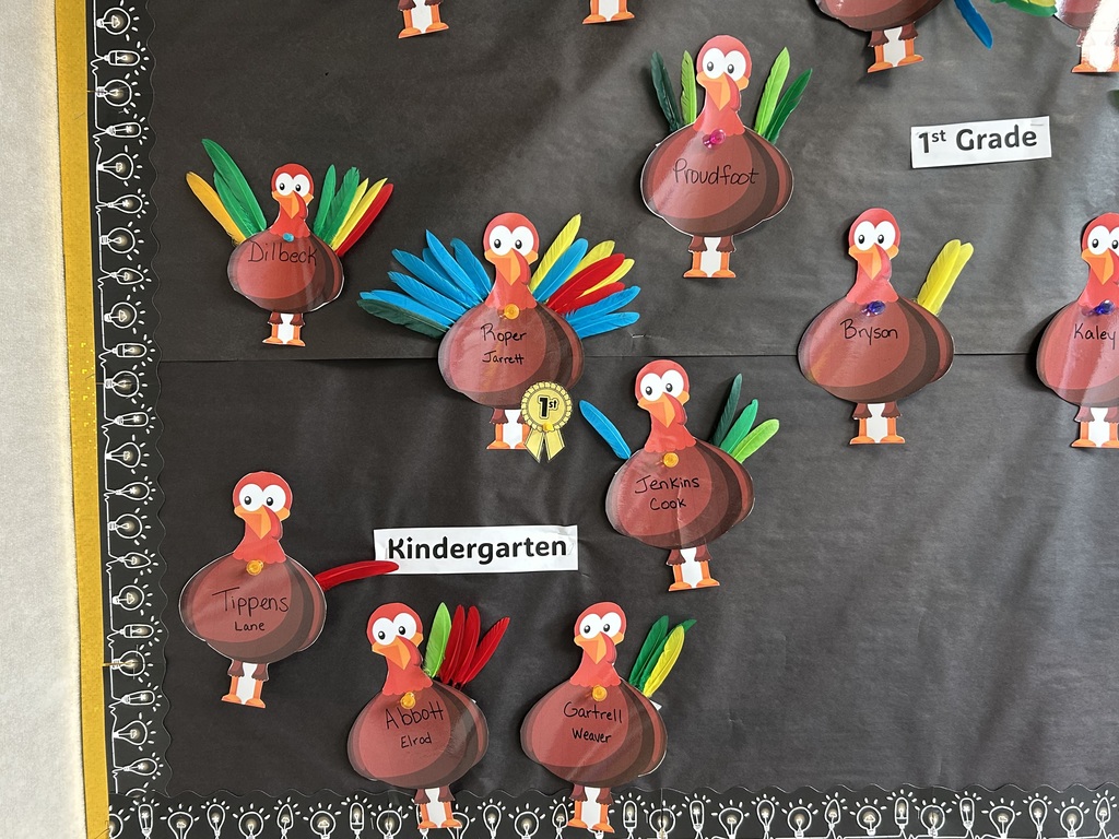 Kindergarten is in the lead for Turkey Feather Fundraiser!