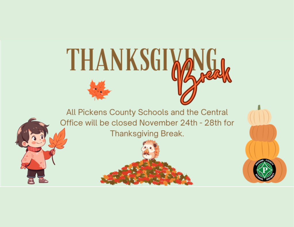 Flyer with words describing thanksgiving break