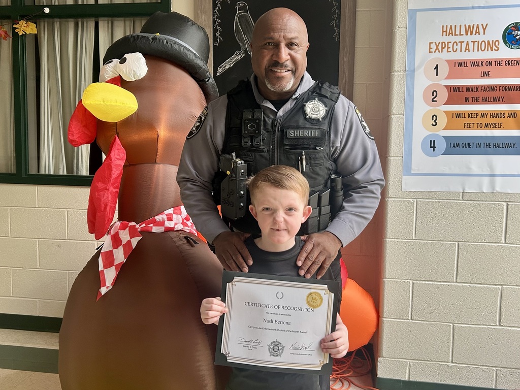 Nash, a first grader, is the Campus Law Enforcement Student of the Month!