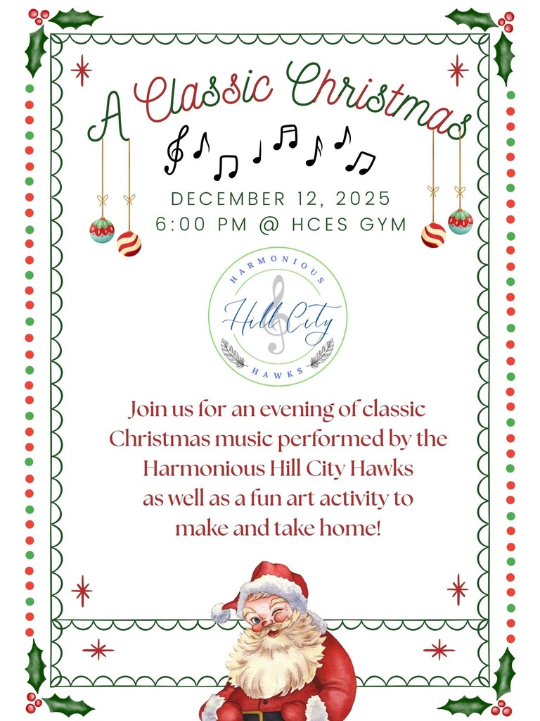 Harmonious Hill City Hawks to perform a Christmas concert tonight at 6:00 p.m in the gym.