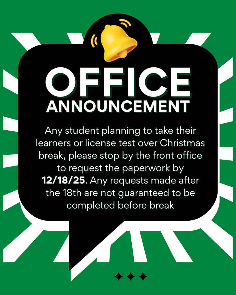 Request learners or license paperwork by Dec 18