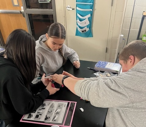 8th grade science students building a solar car