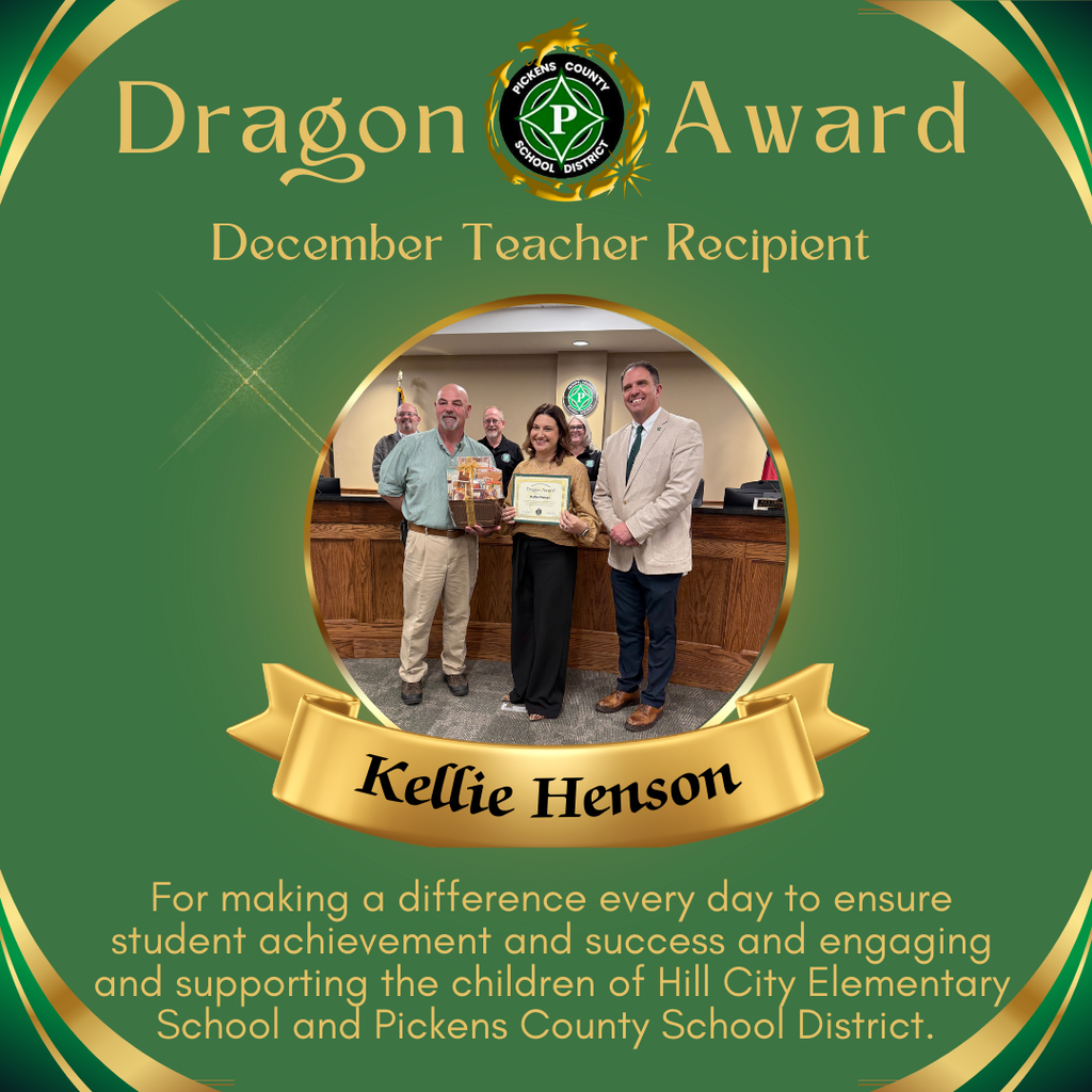 Kellie Henson December Teacher Dragon Award Winner