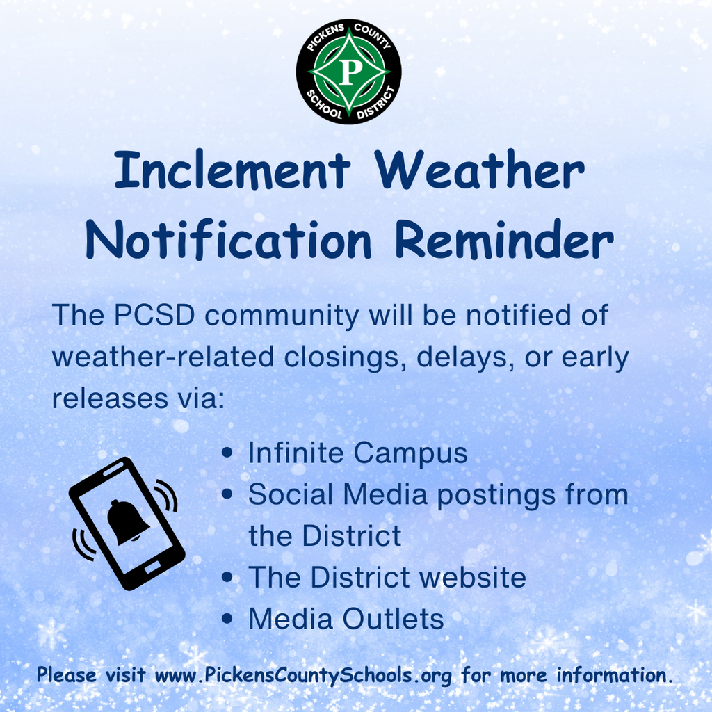 Inclement Weather Notification Reminder