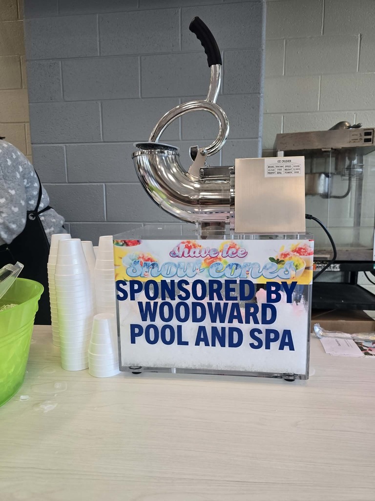 Metal snow cone maker with sponsor sign