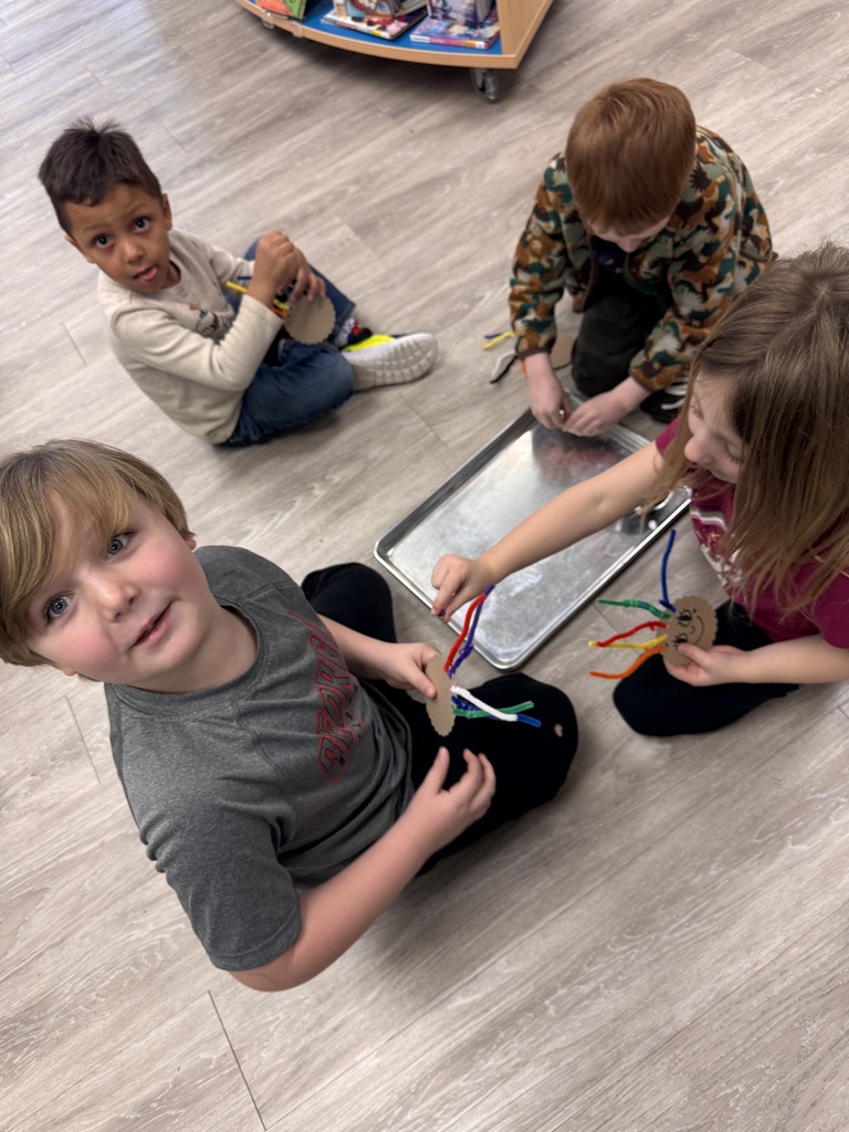 Mrs. Allen's class in the media center.