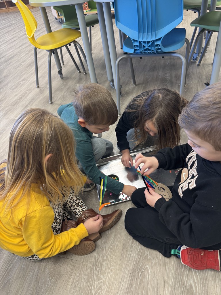 Mrs. Everett's class in the media center.