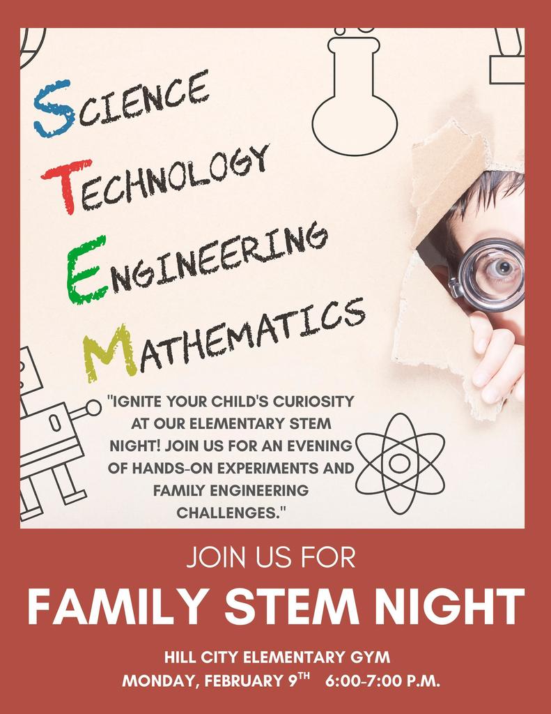 Family STEM Night on February 9th.