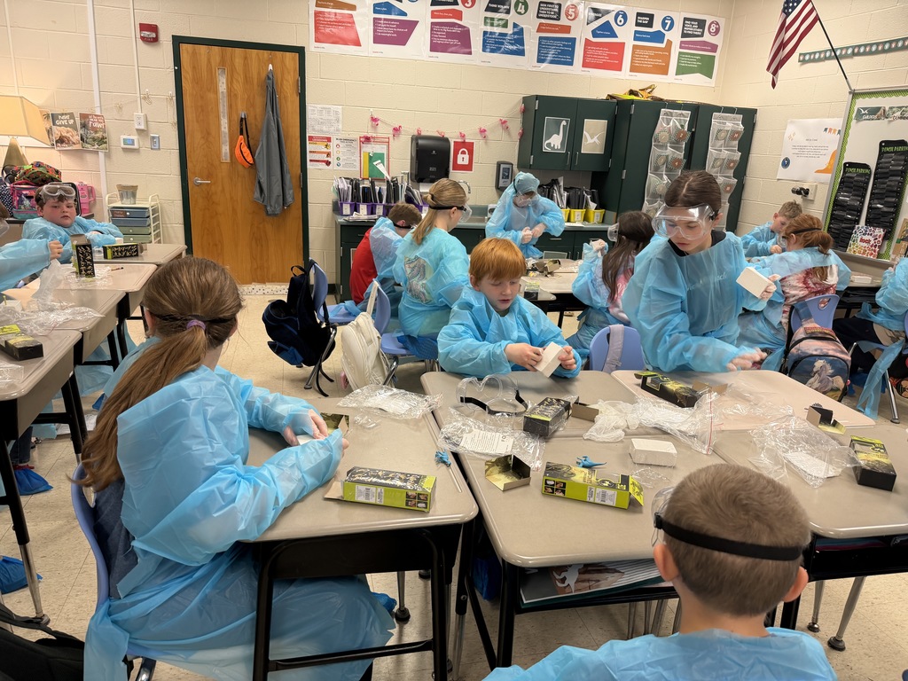 Paleontologists! Mrs. Gilleland's class excavated fossils today!