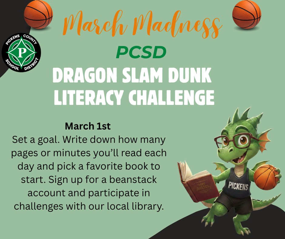 Sunday, March 1st: Set a goal. Write down how many pages or minutes you’ll read each day and pick a favorite book to start. Sign up for a beanstack account and participate in challenges with our local library.