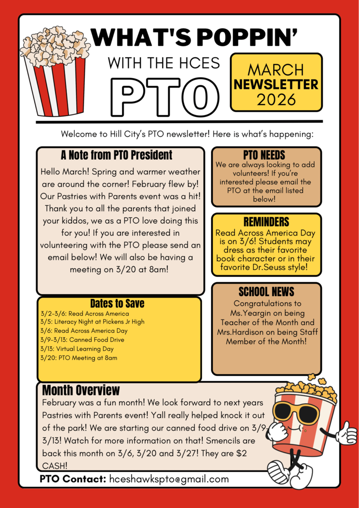 Here's the latest news from our wonderful Hill City PTO!