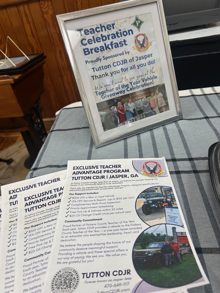 Picture of flyers and a teacher celebration breakfast
