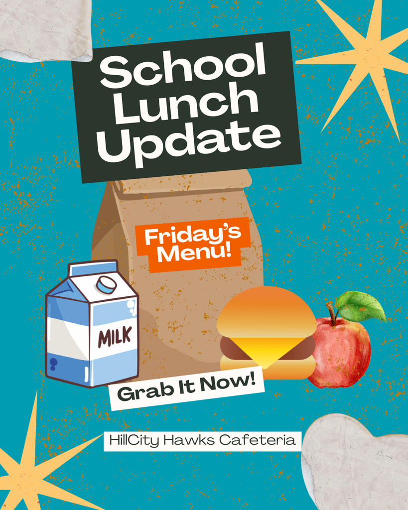 Cafeteria Lunch Menu Update – Friday, April 3rd  Due to Career Day next Friday, there will be a change to the lunch menu. The only entrée available will be a hamburger sack lunch.  Please note that students will be eating in their classrooms, so we will not be able to accommodate family guests during lunch time on this day.  Thank you for your understanding as we make this special day a success for our students!