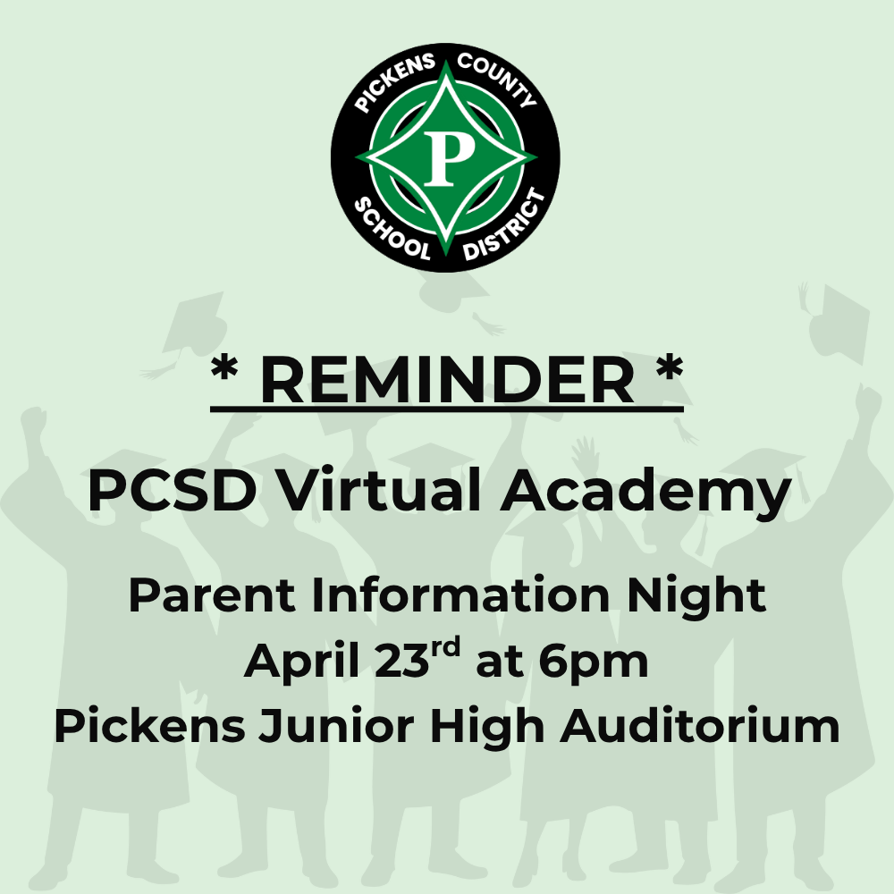 Reminder, PCSD Virtual Academy Parent Info Night 4/23 6pm PJHS