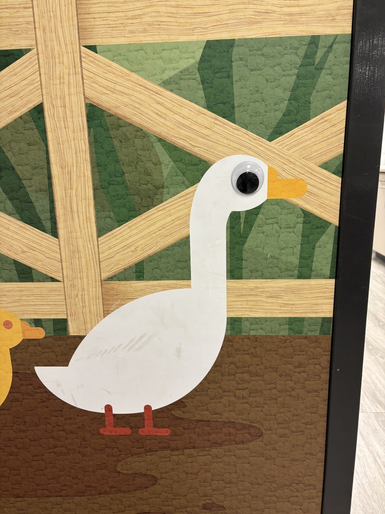 Our amazing custodians, Ms Tiffany and Ms. Mandy, pulled off a fun April Fool’s surprise for our Hawks this morning—adding googly eyes to our farm animal murals!