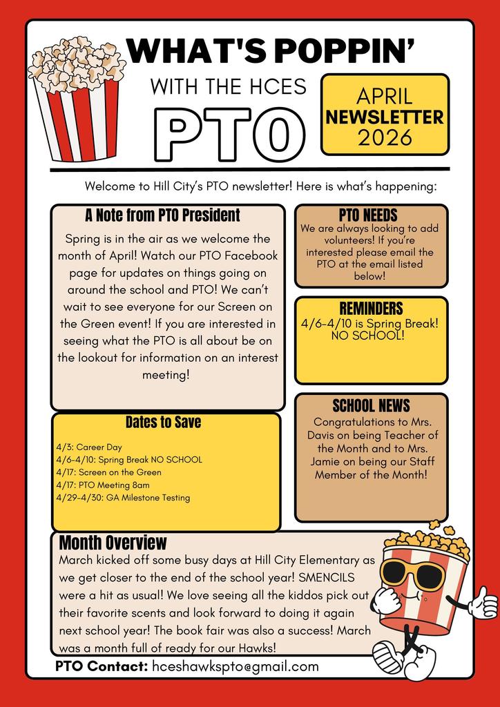 Check out the April Newsletter from our Hill City PTO!
