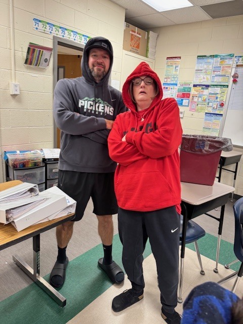 Two teachers dressed like students