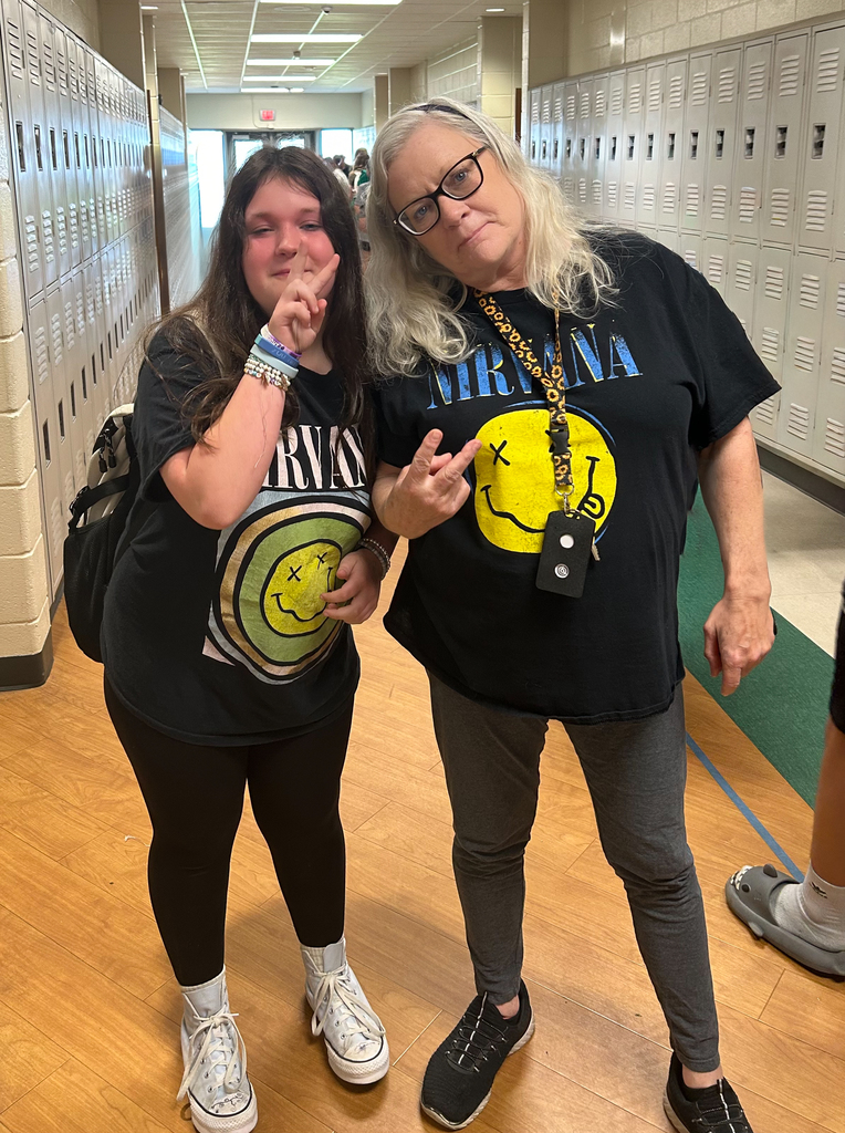 Student and teacher wearing Nirvana tshirts