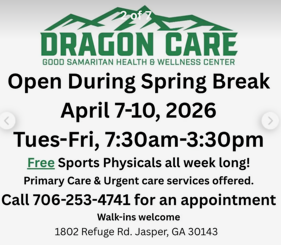 Dragon Care will be open during Spring Break