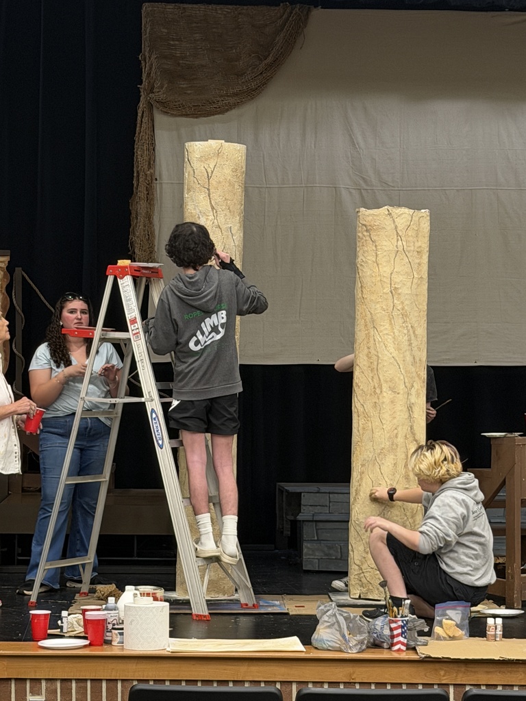 Students working on columns