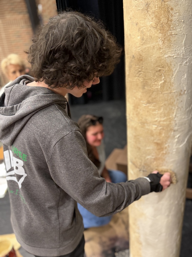 Students working on columns