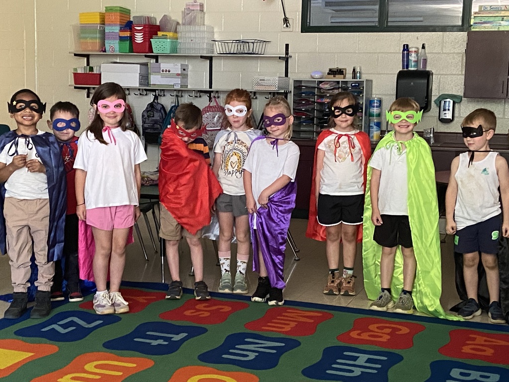 “S” is the Letter of the Day as kindergarten counts down A–Z to the end of the school year! Mrs. Gartrell's superheros!