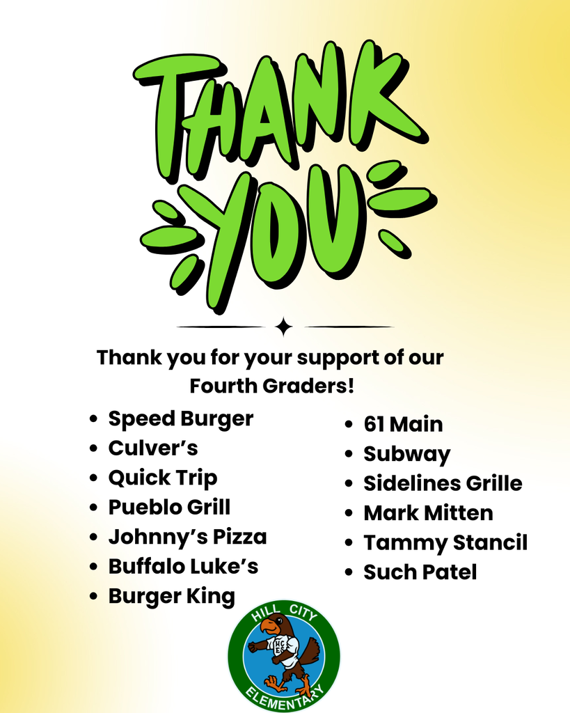 A huge thank you to our amazing community partners for showering our fourth-grade students with gift bags filled with certificates for free meals, drinks, ice cream, cookies, and other special treats!