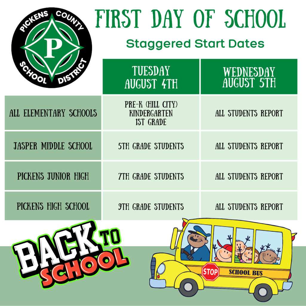 First Day of School Staggered Start Dates.