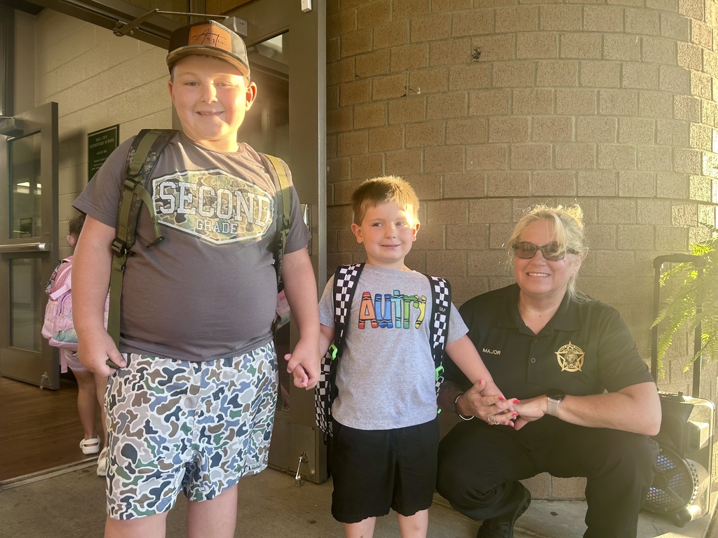 Students arriving for the first day of school.