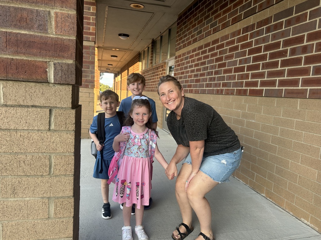 Students arriving for the first day of school.