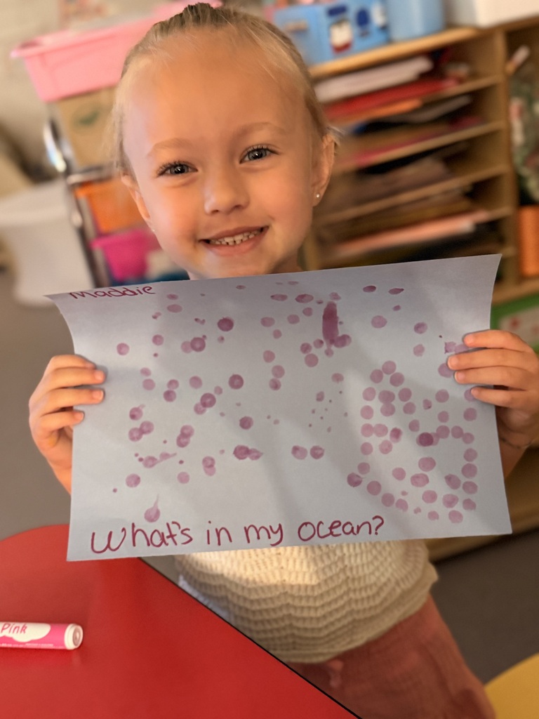 Mrs. Allen's PreK students drew their own ocean while learning about oceans.