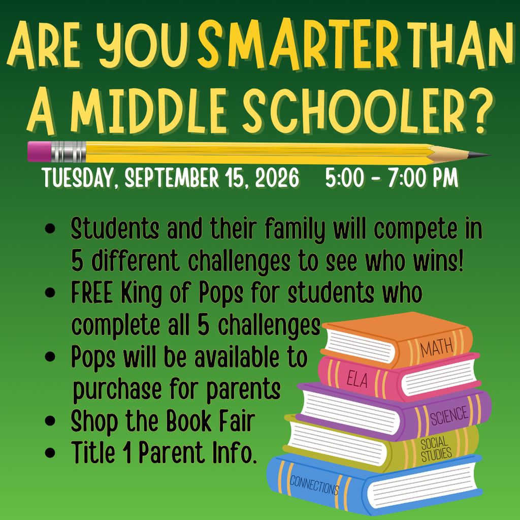 Join us on Tuesday, September 15 from 5:00 pm to 7:00 pm for Are You Smarter than a Middle Schooler?